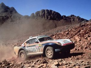 Rene Metge com Porsche no Rally Paris-Dakar 1986